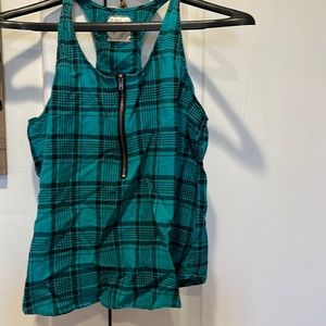 Teal and black plaid racer back top